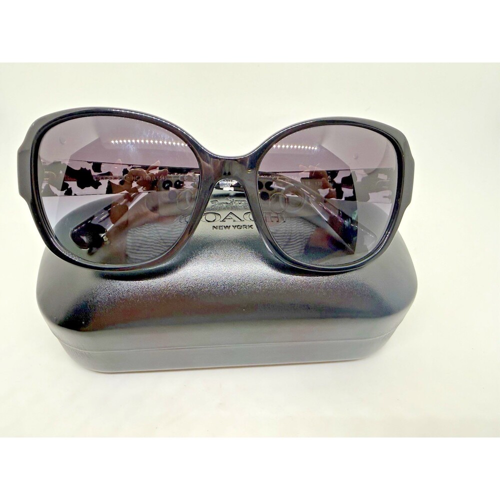 Coach HC8166 Sunglasses Black Crystal Mosaic Grey Gradient 58mm Women - Picture 4 of 16